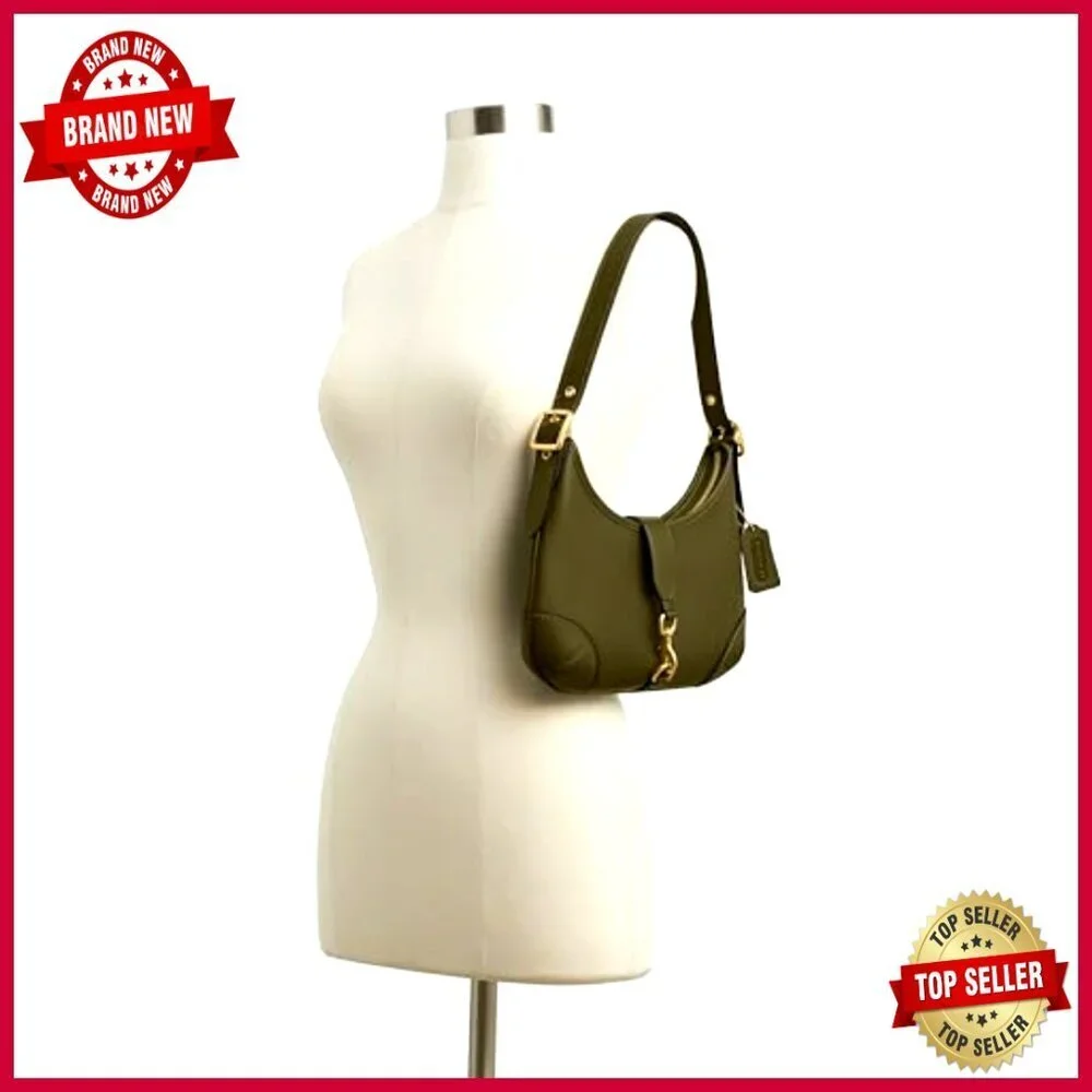 Leather Hobo Shoulder Bag with Snap Pocket and Zip Closure